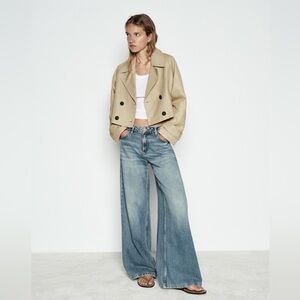 ZARA SHORT DOUBLE-BREASTED TRENCH COAT; Size M; NWT